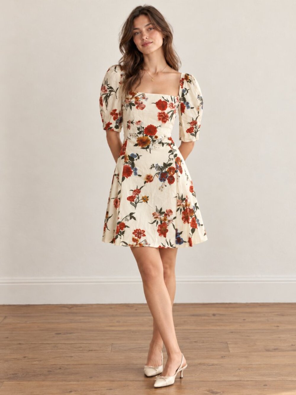 BROCK COLLECTION Puff Sleeve Floral Mini Dress Italy Romantic Cottagecore